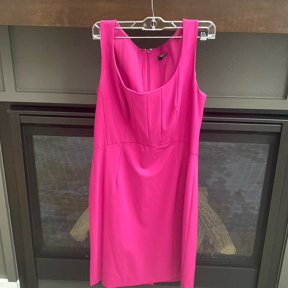 Size 8 Ann Taylor fuchsia sleeveless sheath dress.